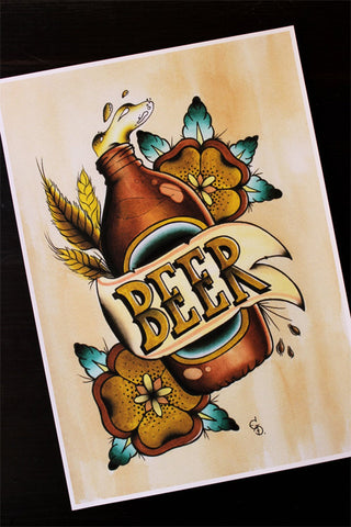 VB Beer A4 Tattoo Flash Print