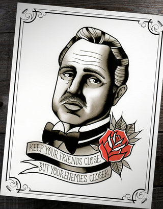 The Godfather Don Corleone A4 Tattoo Flash Print