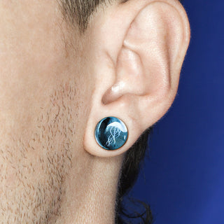 Floating Jellyfish Glass Double Flare Plug
