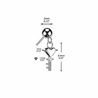 Titanium Heart Key Push Fit Top