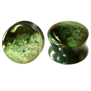 Moss Agate Double Flare Plug (4mm-25mm)