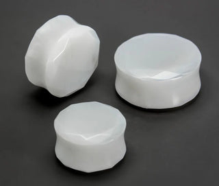 48mm Faceted Opalite Plugs - PAIR