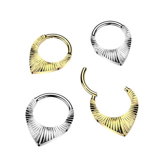Titanium Teardrop Shaped Hinged Segment Hoop Ring