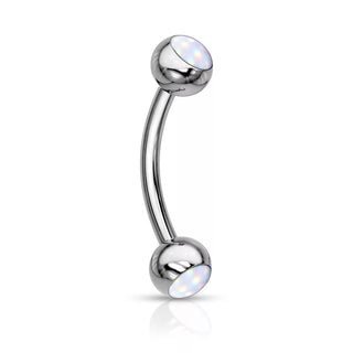 Silver Glow Gem Curved Barbell (16g)