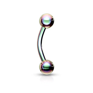 Rainbow Surgical Steel Curved Barbell (16g-14g)