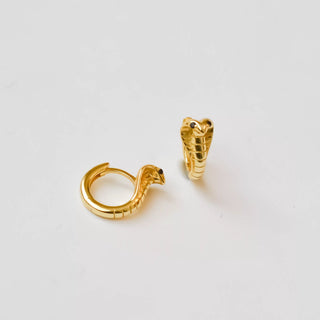 Sterling Silver Cobra Huggie Earrings - Gold