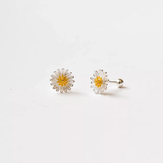 Sterling Silver Daisy Barbell Studs