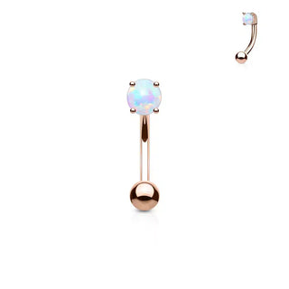 Rose Gold Opal Curved Barbell (16g)