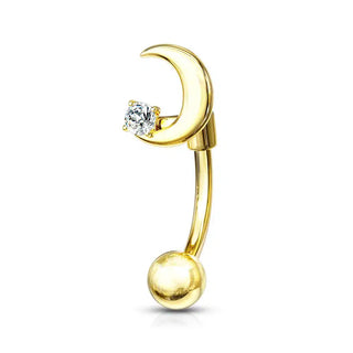 Gold Crescent Moon Curved Barbell (16g)