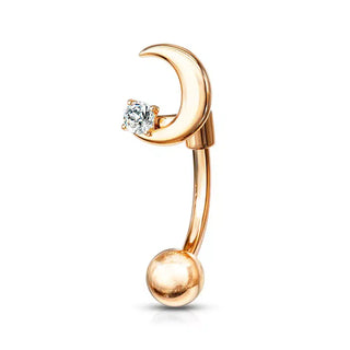 Rose Gold Crescent Moon Curved Barbell (16g)