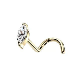 14ct Gold Marquise CZ Nose Screw (20g)
