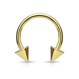 Gold Spiked Surgical Steel Horseshoe Ring (16g-14g)