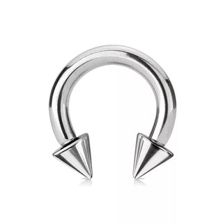 Spiked Surgical Steel Horseshoe Ring (16g-6g)