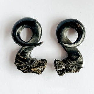 10mm Hand Carved Horn Dragon Hangers - PAIR