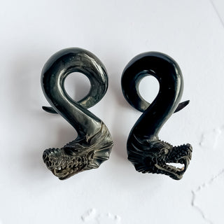 10mm Hand Carved Horn Dragon Hangers - PAIR