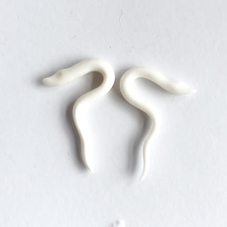 2mm or 3mm Hand Carved Bone Snake Earrings - PAIR