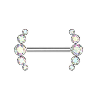 Aurora Bubble Threadless Titanium Nipple Barbells (14g)
