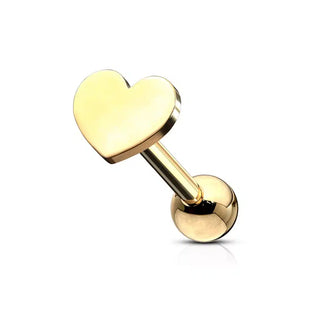 Gold Heart Barbell Stud (16g)