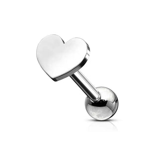 Silver Heart Barbell Stud (16g)