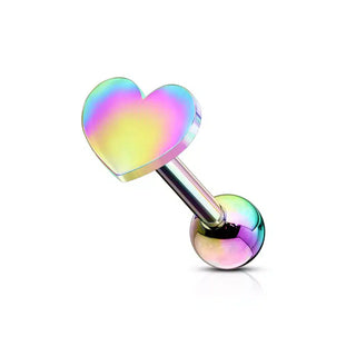 Rainbow Heart Barbell Stud (16g)