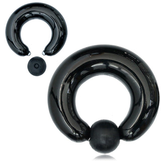 Black Glass Captive Bead Ring (8g-000g)