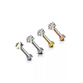 Rose Gold Star CZ Flatback Stud (16g)