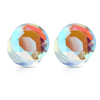 Faceted Glass Aurora Plug (8mm-16mm)