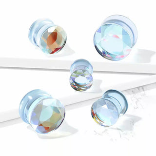 Faceted Glass Aurora Plug (8mm-16mm)