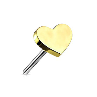 Titanium Threadless Gold Heart Top