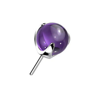 Titanium Threadless Purple Glass Ball Top