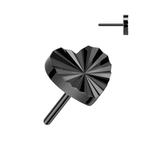 Titanium Diamond Cut Heart Push Fit Top - Black