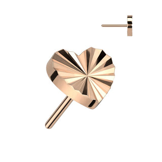 Titanium Diamond Cut Heart Push Fit Top - Rose Gold