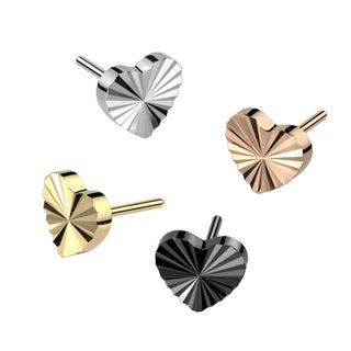 Titanium Diamond Cut Heart Push Fit Top - Rose Gold