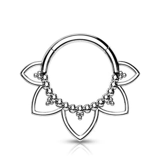 Silver Lotus Hinged Segment Ring (16g)