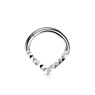 Silver Studded Teardrop Hinged Segment Ring (16g)