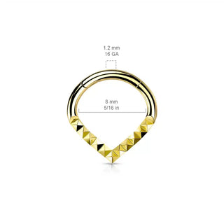 Rose Gold Studded Teardrop Hinged Segment Ring (16g)