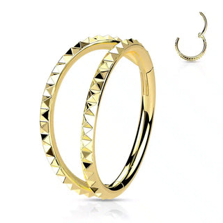 Gold Studded Stacker Hinged Segment Ring (16g)