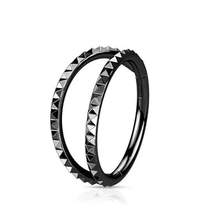 Black Studded Stacker Hinged Segment Ring (16g)