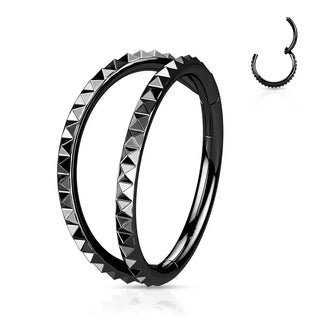 Black Studded Stacker Hinged Segment Ring (16g)