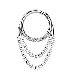 Silver Single Stone Chained Segment Ring (16g)