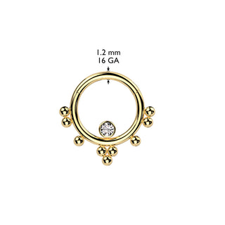 Gold CZ & Tri-Ball Segment Ring (16g)