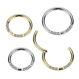 Silver CZ Dainty Hinged Segment Ring (16g)