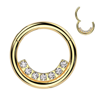 Gold CZ Lined Segment Ring (16g)