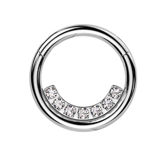 Silver CZ Lined Segment Ring (16g)