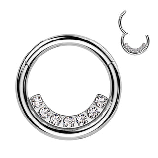 Silver CZ Lined Segment Ring (16g)