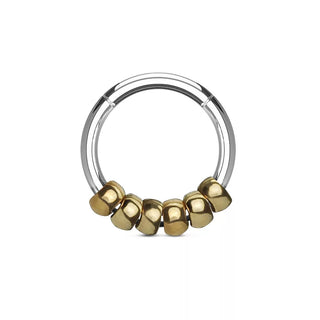 Gold Bead Stack Hinged Segment Ring (16g)