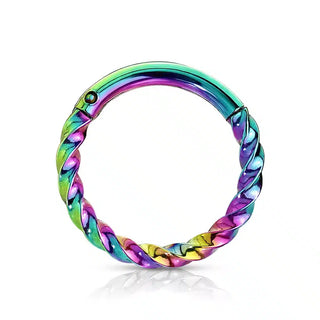 Rainbow Twist Hinged Segment Ring (16g)