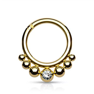 Gold Graduated Crystal Segment Ring (16g)