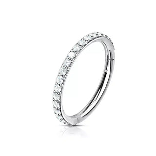 Silver Stone Set Hinged Segment Ring (16g)