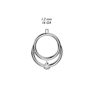 Titanium Single Stone Stacked Segment Ring (16g)